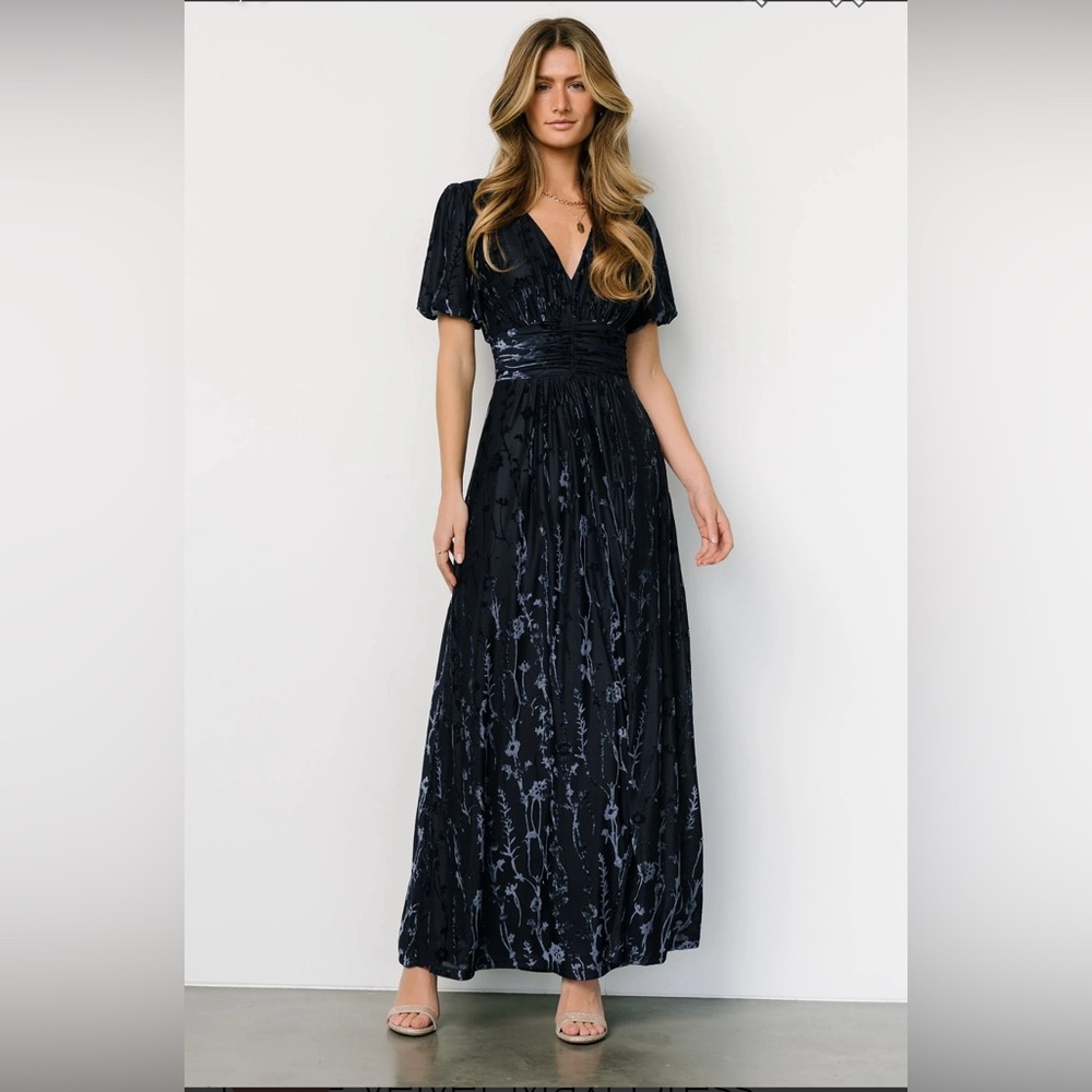 Baltic Born | Leslie Velvet Maxi Dress | Deep Blue | Size M